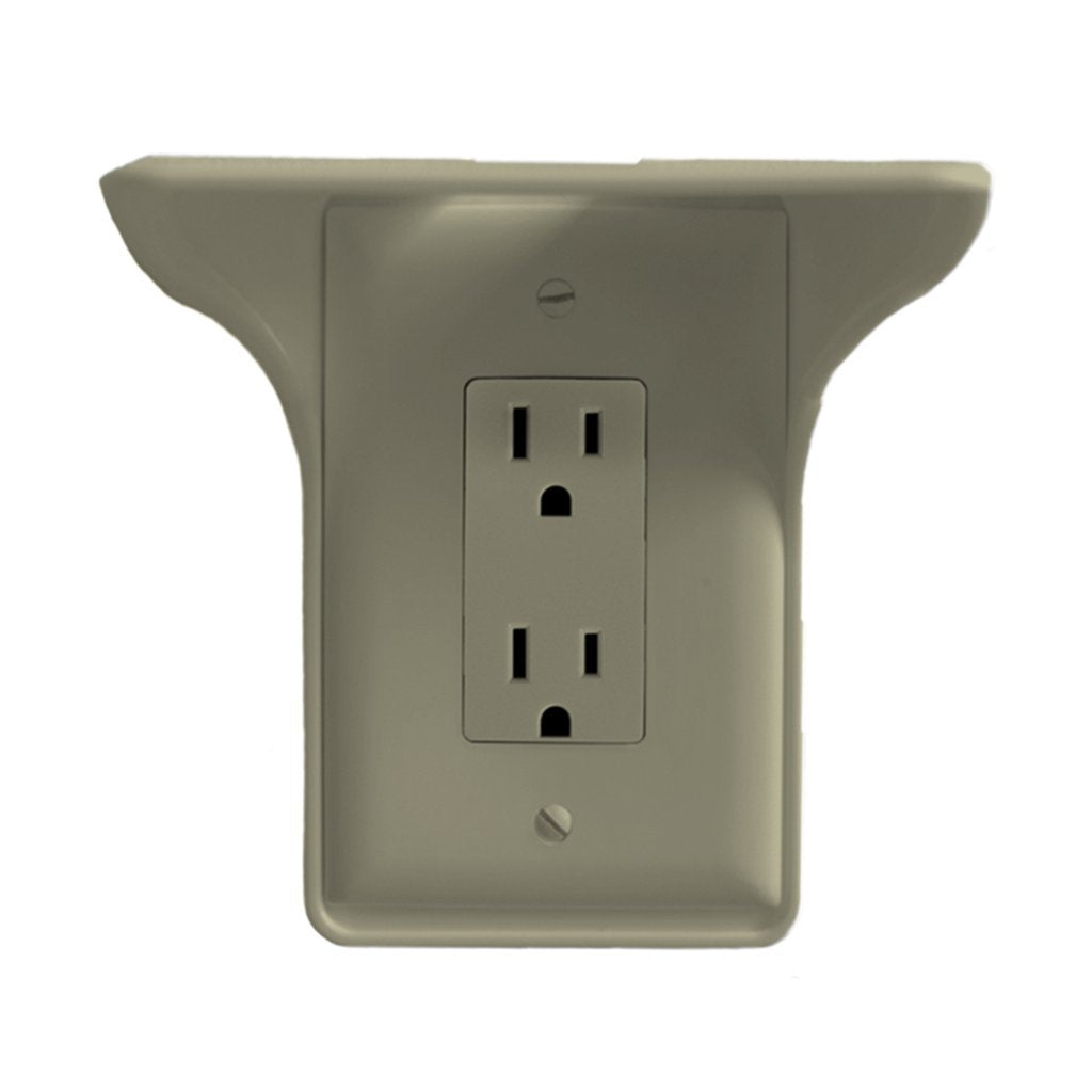 Wall Outlet Shelf Power Perch, White/Black/Almond