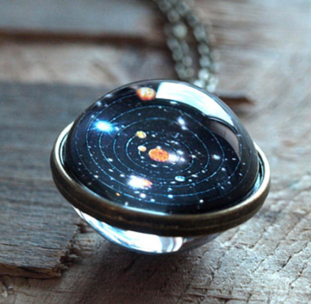 Copy of Solar System Necklace Pendant Planet Necklace Galaxy Double Sided Glass Dome