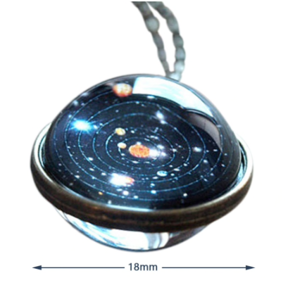 Copy of Solar System Necklace Pendant Planet Necklace Galaxy Double Sided Glass Dome