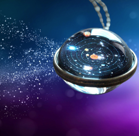 Copy of Solar System Necklace Pendant Planet Necklace Galaxy Double Sided Glass Dome