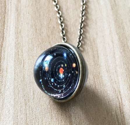 Copy of Solar System Necklace Pendant Planet Necklace Galaxy Double Sided Glass Dome