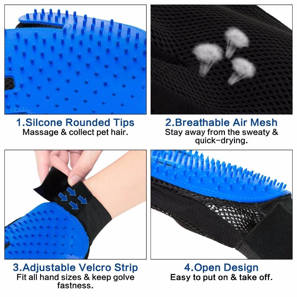 Pet Grooming Deshedding Brush Glove (for Cats/Dogs)